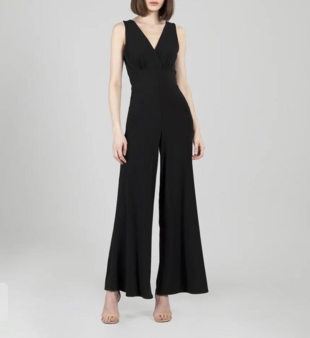 CLARA SUNWOO Signature Jumpsuit Sleeveless Wide Leg Sz Medium Black Classic